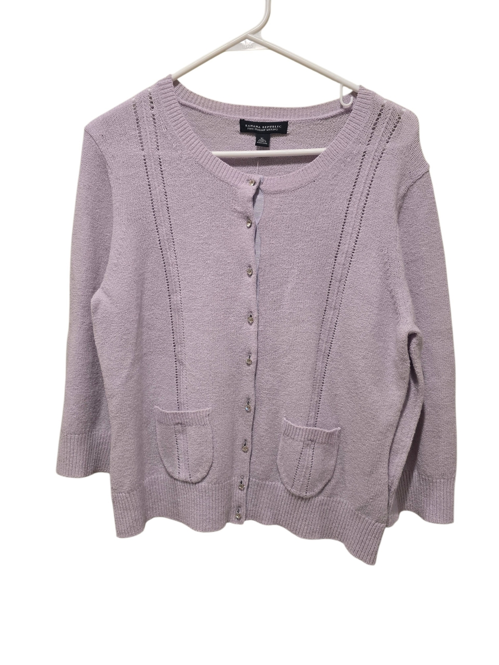 NWT Banana Republic Italian Merino Wool Lavender Cardigan XL